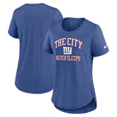 New York Giants Women's The City Never Sleeps Tri-Blend T-Shirt Heather Blue