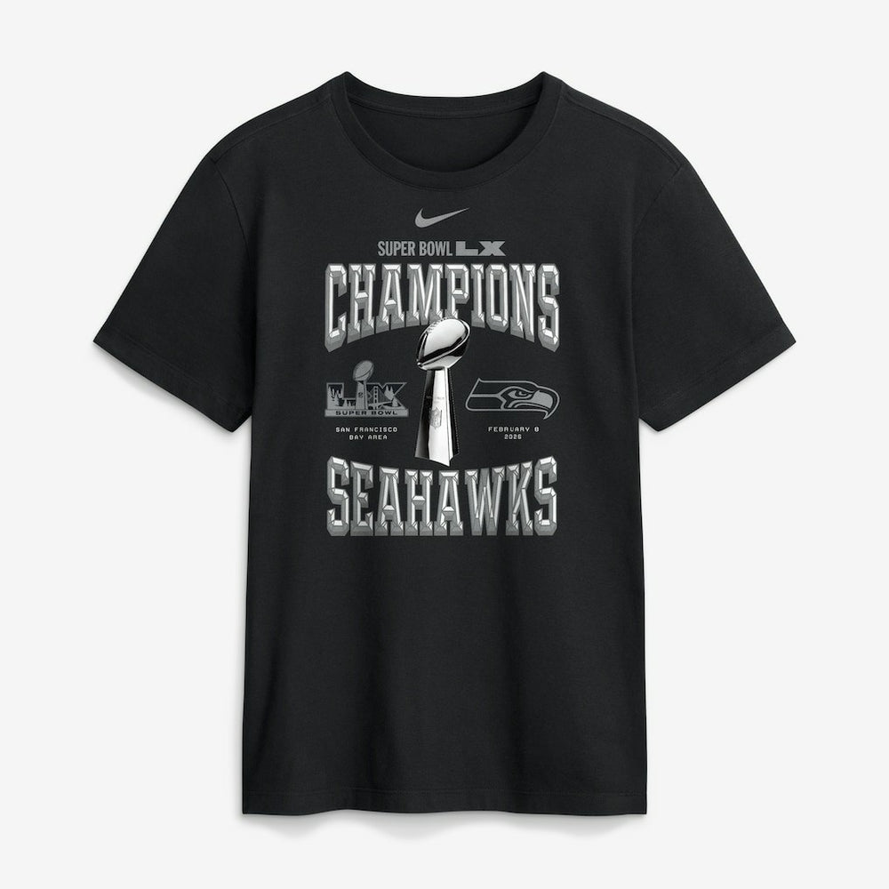 Seattle Seahawks Super Bowl LX Champions Locker Room Trophy Collection Replica T-Shirt Black