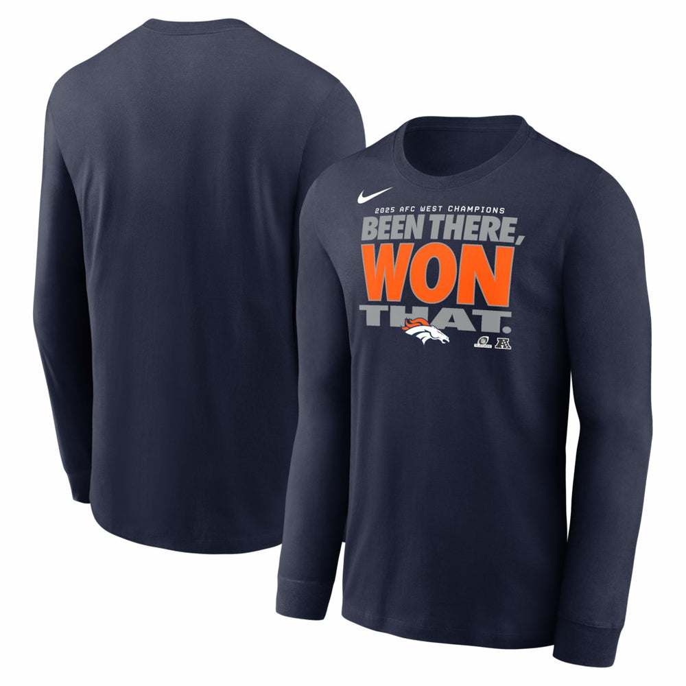Denver Broncos 2025 AFC West Division Champions Locker Room Trophy Collection Long Sleeve T-Shirt Navy