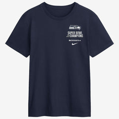 Seattle Seahawks Two-Time Super Bowl Champions Downtown Ring Club T-Shirt College Navy