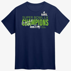 Seattle Seahawks Super Bowl LX Champions Autograph Signing Roster T-Shirt College Navy