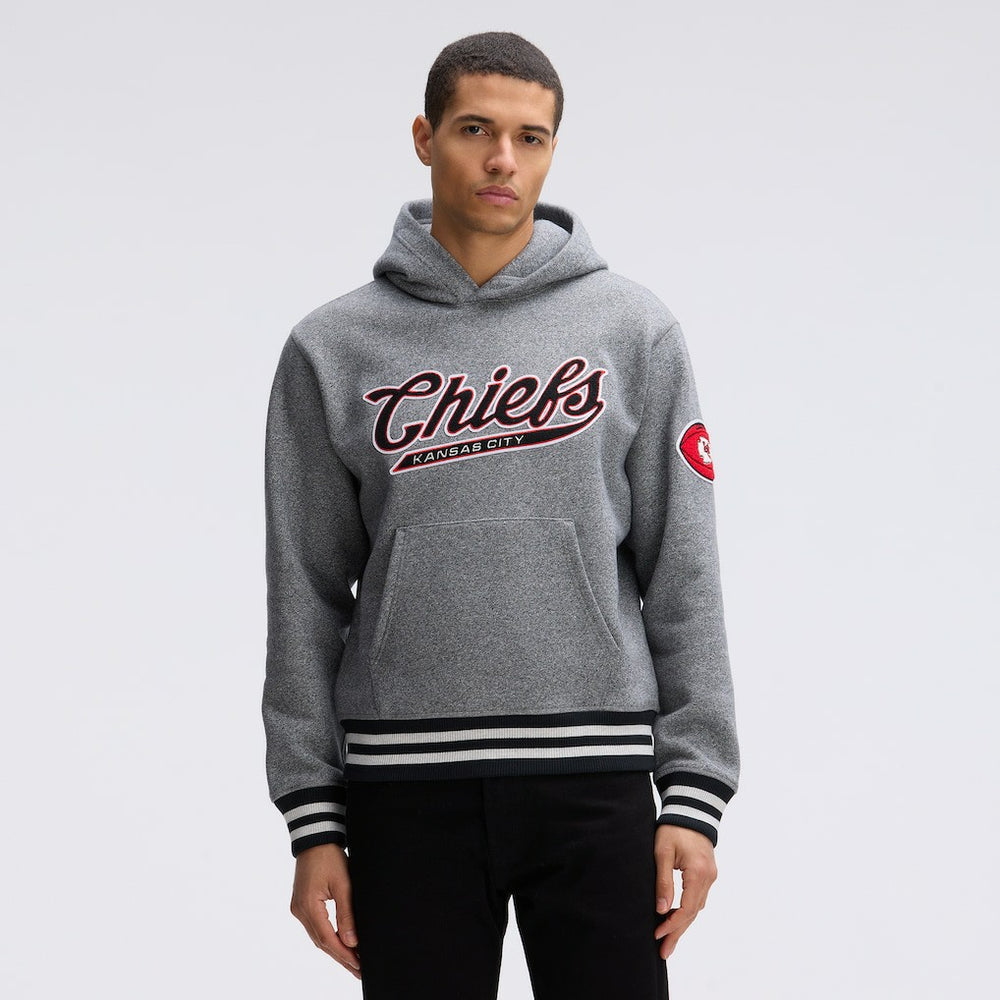 Kansas City Chiefs IconicFleece Tipped Hoodie Athletic Heather Gray