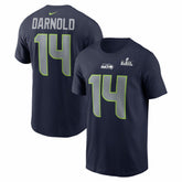 Sam Darnold Seattle Seahawks Super Bowl LX Patch Name & Number T-Shirt College Navy