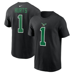 Jalen Hurts Philadelphia Eagles Player Name & Number T-Shirt Black