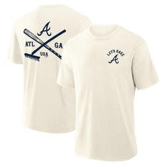 Atlanta Braves Fanatics Nostalgia Stadium Slub T-Shirt - Cream T-shirts