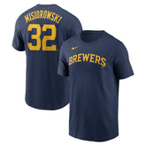 Jacob Misiorowski Milwaukee Brewers Nike Fuse Name & Number T-Shirt - Navy T-shirts