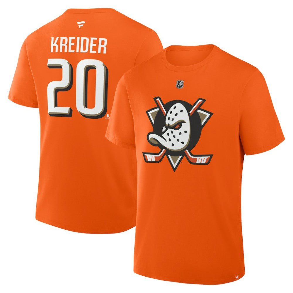 NHL Chris Kreider Anaheim Ducks Fanatics Authentic Stack Name & Number T-Shirt - Orange