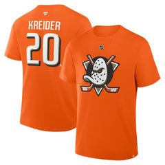NHL Chris Kreider Anaheim Ducks Fanatics Authentic Stack Name & Number T-Shirt - Orange