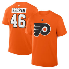 NHL Trevor Zegras Philadelphia Flyers Fanatics Authentic Stack Name & Number T-Shirt - Orange