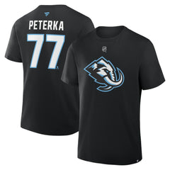 NHL JJ Peterka Utah Mammoth Fanatics Authentic Stack Name & Number T-Shirt - Black
