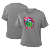 Philadelphia Phillies Fanatics Women's Tribute IYKYK Tri-Blend Boxy T-Shirt - Heather Gray T-shirts