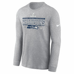 Seattle Seahawks 2025 NFC Champions Locker Room Trophy Collection Long Sleeve T-Shirt Heather Gray