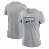 Seattle Seahawks Women's 2025 NFC Champions Locker Room Trophy Collection T-Shirt Heather Gray