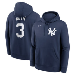 Babe Ruth New York Yankees Nike Retired Player Name & Number Club Pullover Hoodie - Navy Hoodies