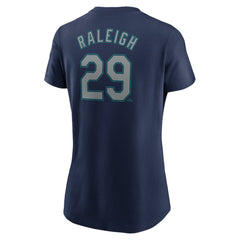 Cal Raleigh Seattle Mariners Nike Women's Cooperstown Collection Fuse Name & Number T-Shirt - Navy T-shirts