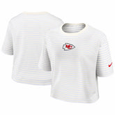 Kansas City Chiefs Women's Striped Cropped T-Shirt Yellow/Cream