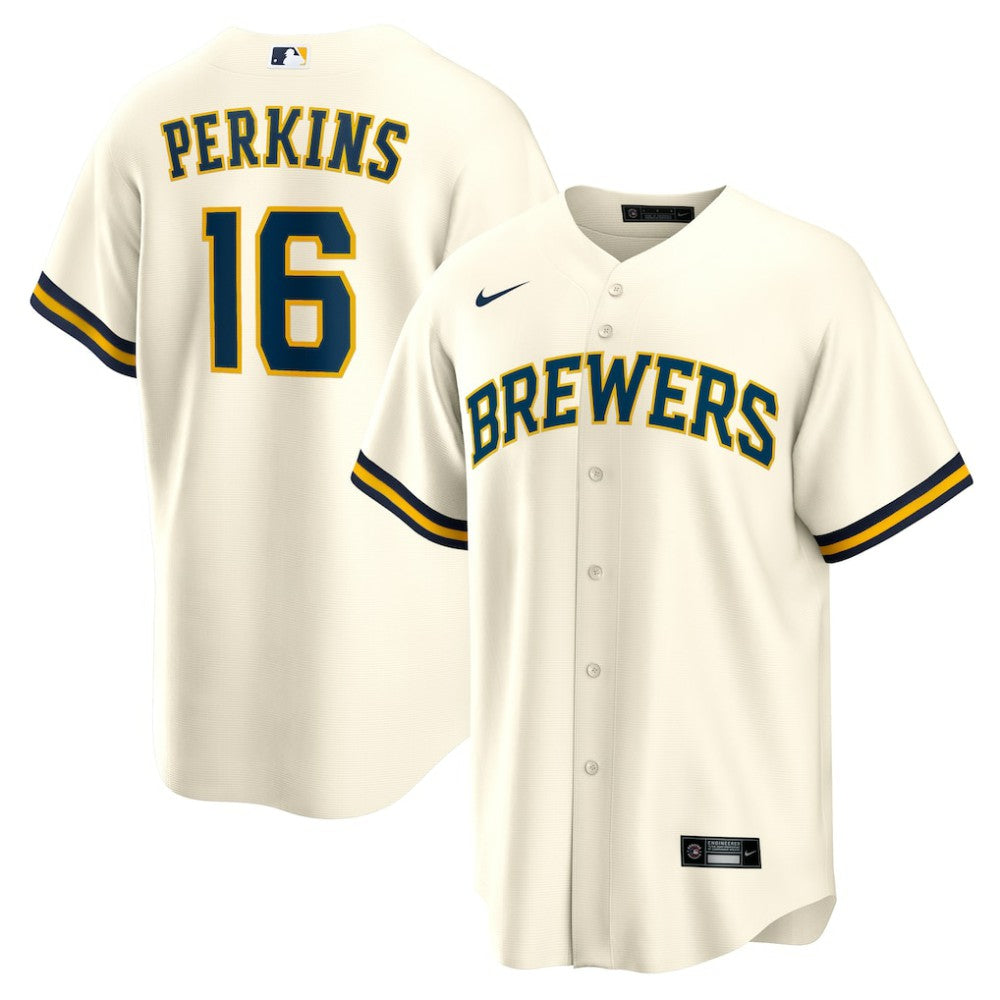 MLB Blake Perkins Milwaukee Brewers Nike Home Replica Jersey - Cream