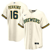 MLB Blake Perkins Milwaukee Brewers Nike Home Replica Jersey - Cream