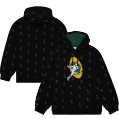 Green Bay Packers Allover Print Fleece Pullover Hoodie Black