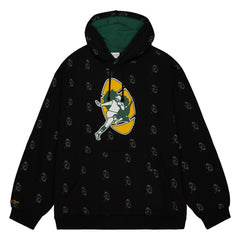 Green Bay Packers Allover Print Fleece Pullover Hoodie Black