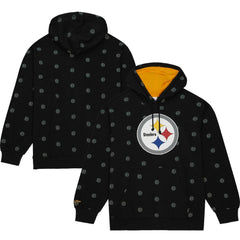 Pittsburgh Steelers Allover Print Fleece Pullover Hoodie Black