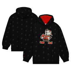 Cleveland Browns Allover Print Fleece Pullover Hoodie Black