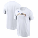 Milwaukee Brewers Nike Cooperstown Collection Wordmark T-Shirt - White T-shirts