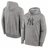 New York Yankees Nike Primary Logo Therma Hoodie - Heather Gray Hoodies