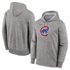 Chicago Cubs Nike Primary Logo Therma Hoodie - Heather Gray Hoodies