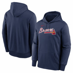 Atlanta Braves Nike Primary Wordmark Therma Hoodie - Navy Hoodies