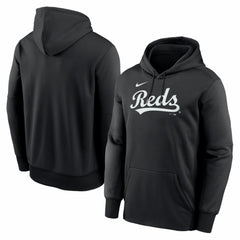 Cincinnati Reds Nike Primary Wordmark Therma Hoodie - Black Hoodies