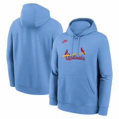 St. Louis Cardinals Nike Cooperstown Collection Wordmark Club Hoodie - Light Blue Hoodies