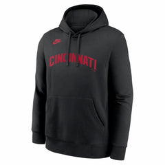 Cincinnati Reds Nike Cooperstown Collection Wordmark Club Hoodie - Black Hoodies