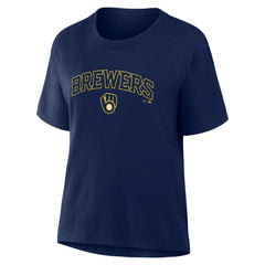 Milwaukee Brewers Fanatics Women's Lockup Legacy T-Shirt - Navy T-shirts