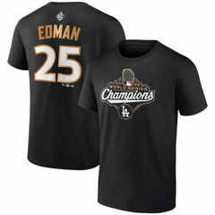 Tommy Edman Los Angeles Dodgers Fanatics 2025 World Series Champions Name & Number T-Shirt - Black T-shirts