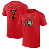 NHL Brady Tkachuk Ottawa Senators Fanatics Captain's Patch Authentic Stack Name & Number T-Shirt - Red