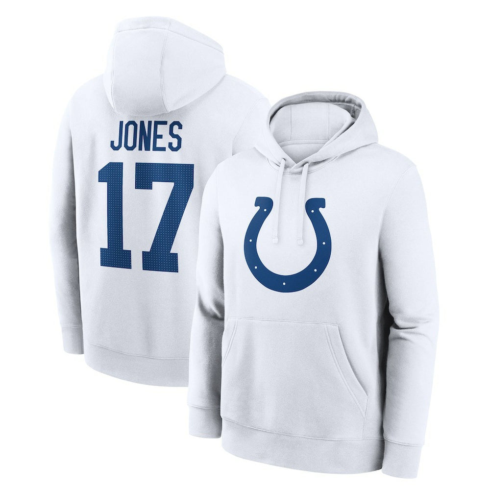 Daniel Jones Indianapolis Colts Player Name & Number Fleece Hoodie White