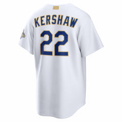 MLB Clayton Kershaw Los Angeles Dodgers Nike 2026 Gold Collection Stadium Jersey - White