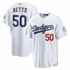 MLB Mookie Betts Los Angeles Dodgers Nike 2026 Gold Collection Stadium Jersey - White