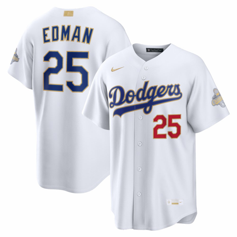 MLB Tommy Edman Los Angeles Dodgers Nike 2026 Gold Collection Stadium Jersey - White