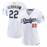 MLB Clayton Kershaw Los Angeles Dodgers Nike Women's 2026 Gold Collection Stadium Jersey - White