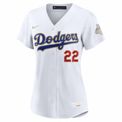 MLB Clayton Kershaw Los Angeles Dodgers Nike Women's 2026 Gold Collection Stadium Jersey - White