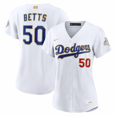 MLB Mookie Betts Los Angeles Dodgers Nike Women's 2026 Gold Collection Stadium Jersey - White