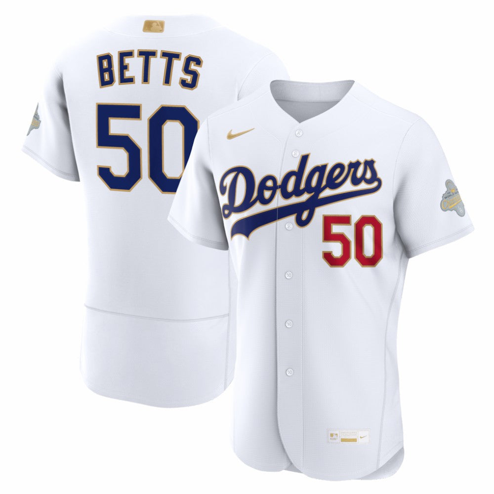 MLB Mookie Betts Los Angeles Dodgers Nike 2026 Gold Collection Authentic Jersey - White