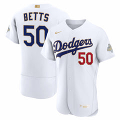 MLB Mookie Betts Los Angeles Dodgers Nike 2026 Gold Collection Authentic Jersey - White