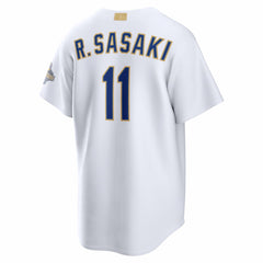 MLB Roki Sasaki Los Angeles Dodgers Nike 2026 Gold Collection Stadium Jersey - White