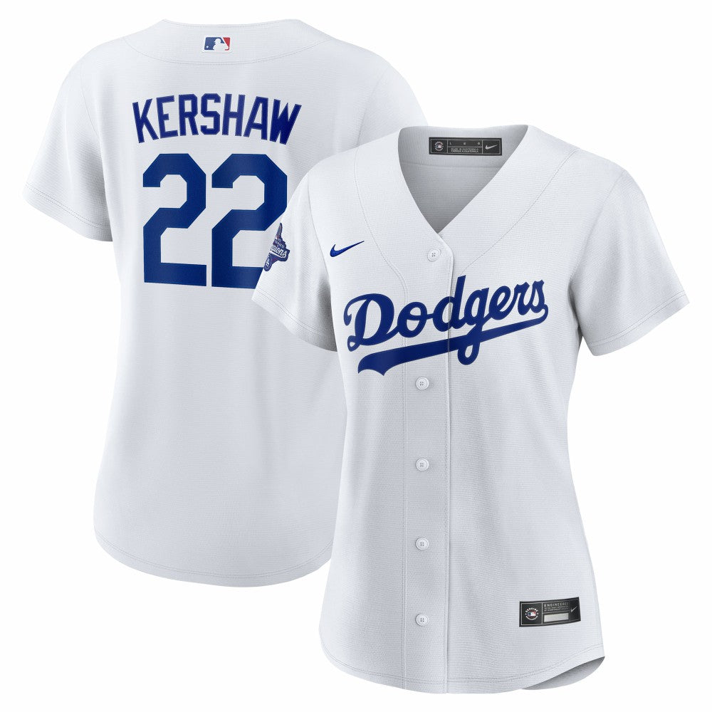 MLB Clayton Kershaw Los Angeles Dodgers Nike Women's Home 2025 World Series Champions Replica Jersey - White