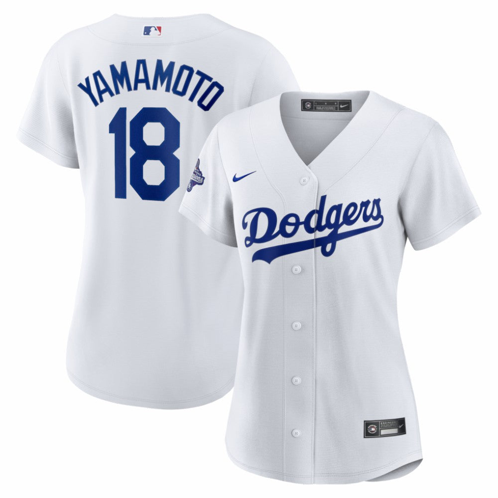 MLB Yoshinobu Yamamoto Los Angeles Dodgers Nike Women's 2025 World Series Champions Home Replica Jersey - White