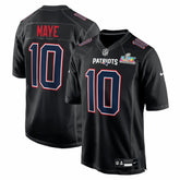 NFL Drake Maye New England Patriots Super Bowl LX Patch Carbon Fashion Game Jersey - Black