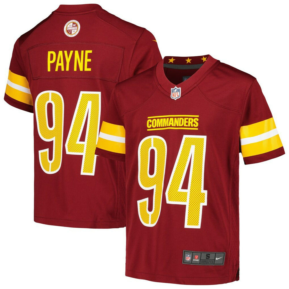 NFL Daron Payne Washington Commanders Youth Game Jersey - Burgundy